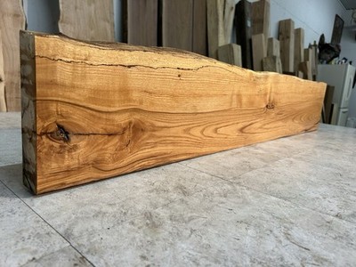 54.5 Inch Long Figured Ash Wood Fireplace Mantel/Live Edge Ash/Solid Ash Mantlepiece/Reclaimed Part #G-274