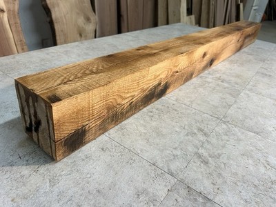 73.5 Inch Solid Oak Fireplace Mantle Beam - Hand Hewn Wood Part #Z-274