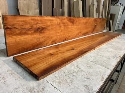 65.5 Inch Long 2 Pack Curly Sweet Cherry Wood Shelves - Reclaimed Lumber Part #E-275