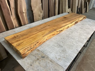 91.25 Inch Long Spalted Live Edge Maple Fireplace Mantel Part #G-275