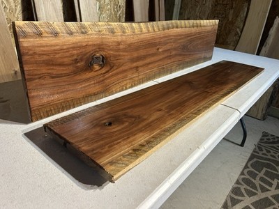 49.75 Inch Long 2 Pack 10” Wide Walnut Wood Shelves - Kiln Dried Reclaimed Shelf Wood L-275