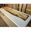 Side view of 84.75 inch kiln dried live edge ash mantel beam 