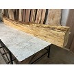 Close-up of live edge ash fireplace mantel with spalted figure 